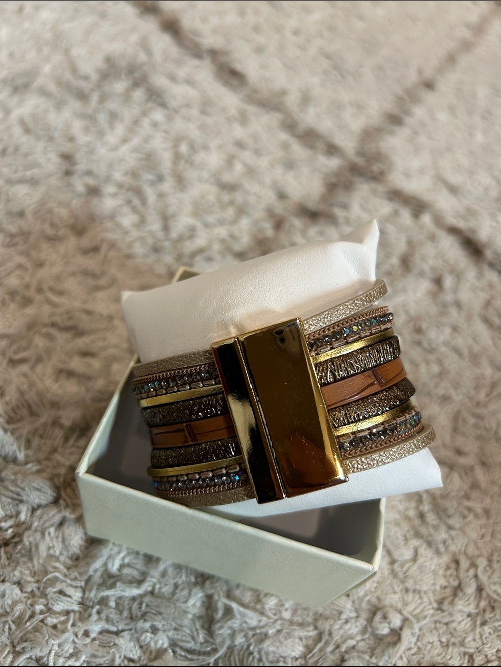 SAACHI Gold and Brown Multi-Layer Wrap Bracelet - Picture 3 of 6
